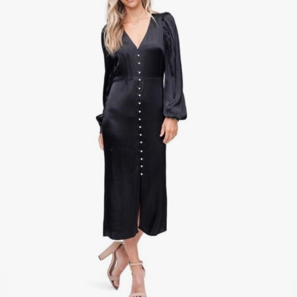 En Saison Black Silky MIDI Dress